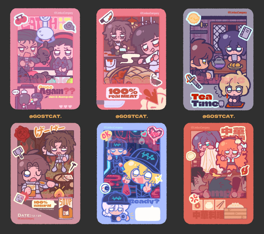 6+boys, 6+girls, aeng-du_(project_moon), bamboo_steamer, black_hair, blonde_hair, brown_hair, bug