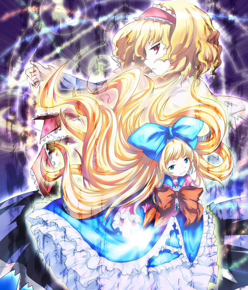 blonde_hair, bow, doll, dress, hair_bow, hairband, highres, long_hair