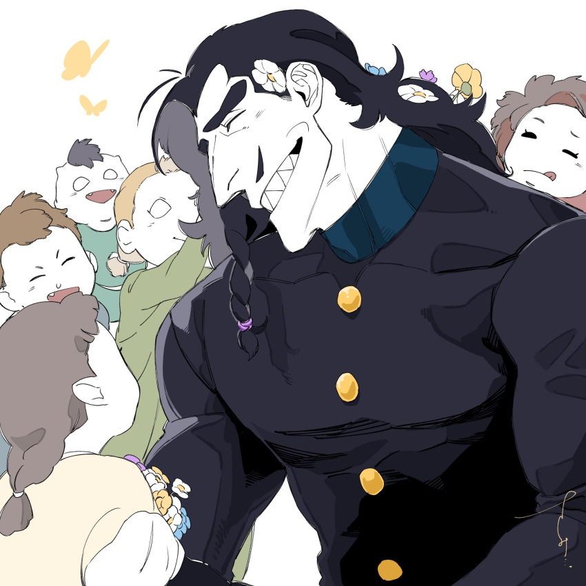 1boy, aquiline_nose, black_eyes, black_hair, braid, braided_ponytail, child, colored_skin