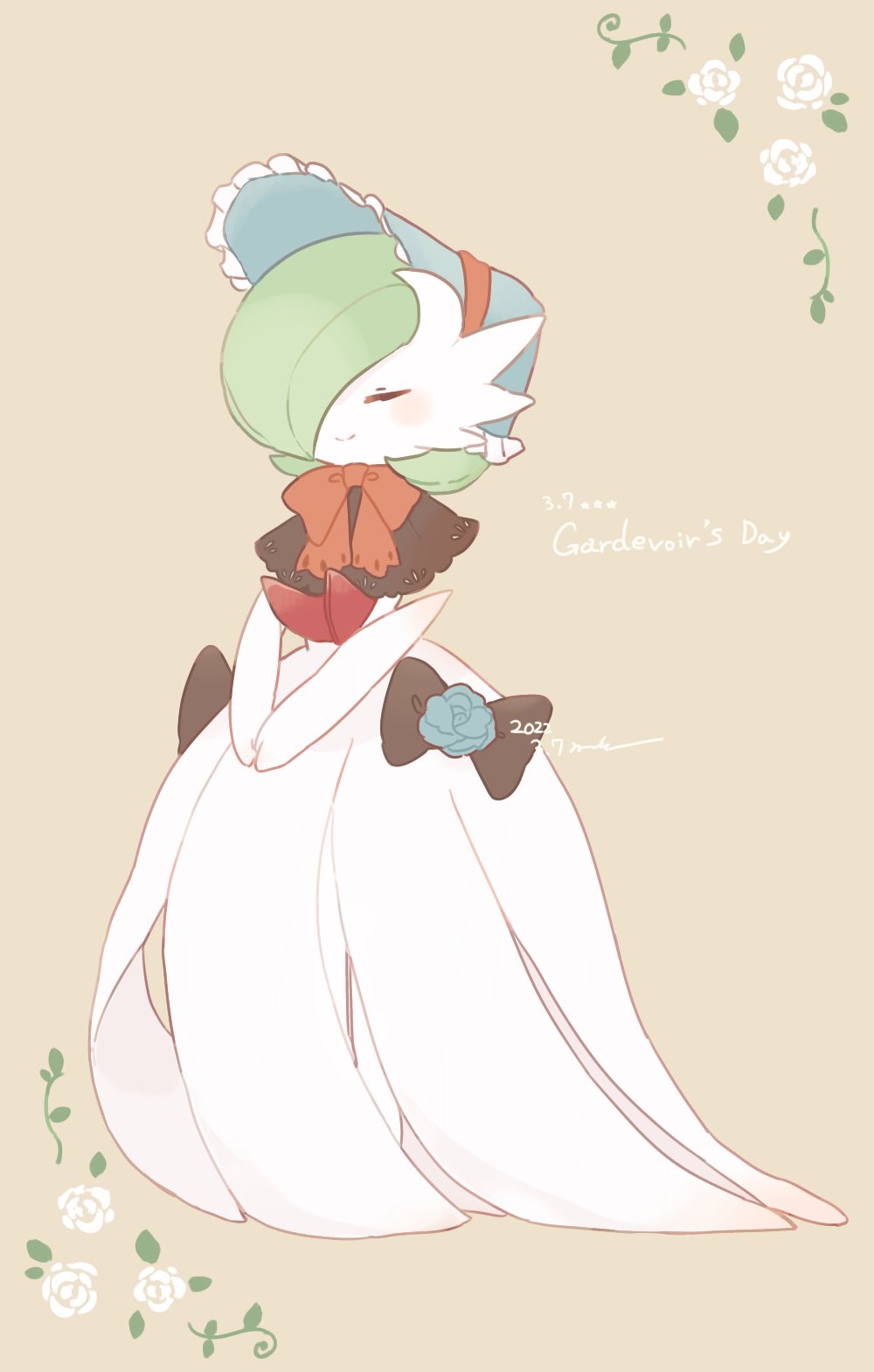 black_bow, black_capelet, bob_cut, bonnet, bow, capelet, closed_eyes, dress