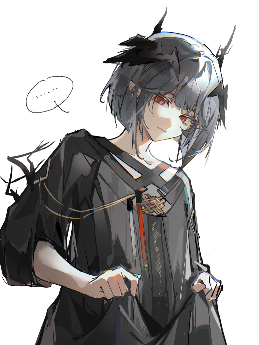 ..., 1boy, absurdres, arknights, black_robe, bob_cut, branch, chinese_commentary