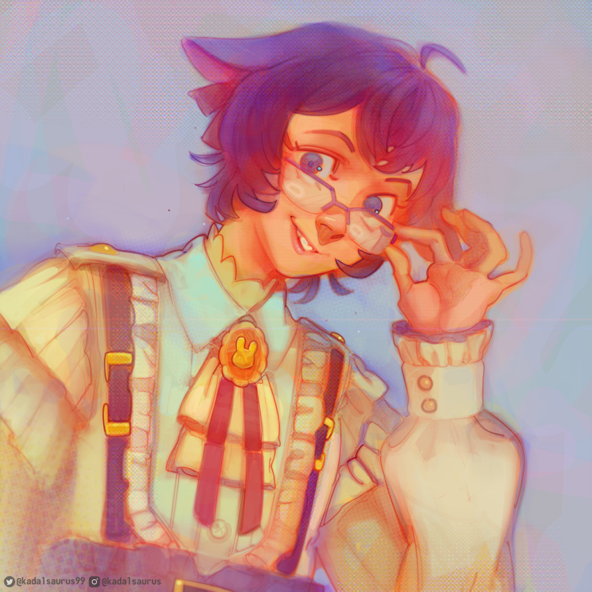 adjusting_eyewear, animal_ears, glasses, highres, kaldalsaurus, original, pipkin_pippa, pipkin_pippa_(2nd_costume)