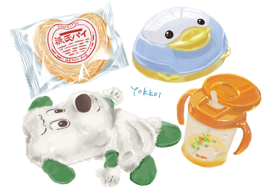 baby_bottle, bird, bottle, commentary_request, cookie, food, food_name, highres