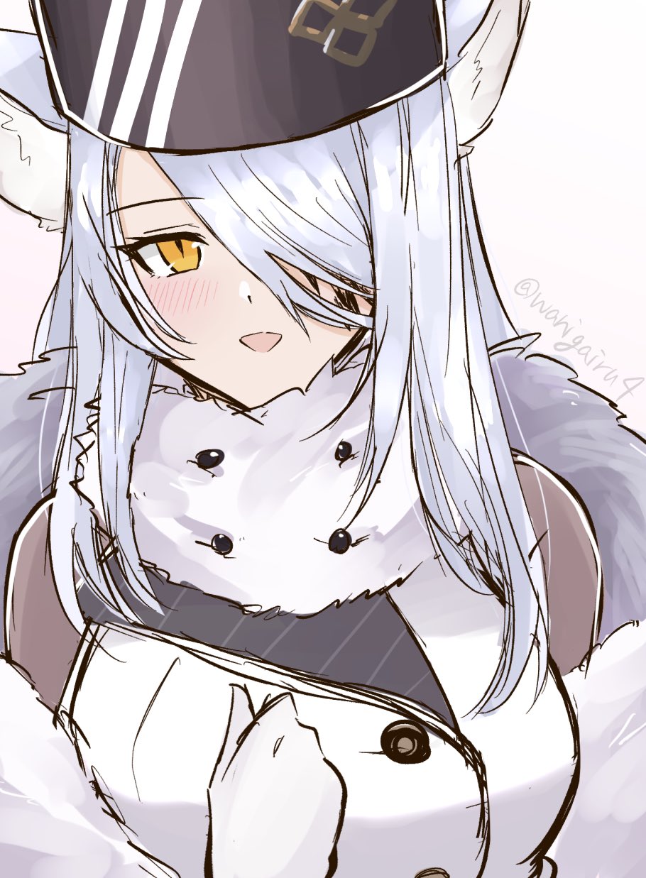 1girl, ahoge, animal_ears, arknights, cat_girl, coat, fur-trimmed_coat, fur_trim