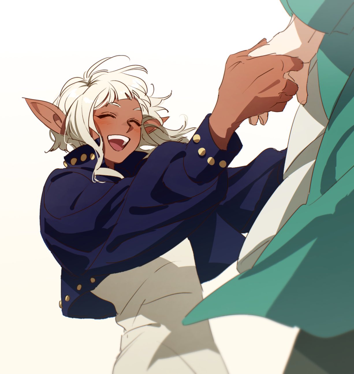 2boys, :d, ^_^, androgynous, blush, closed_eyes, crema_525, cropped_jacket