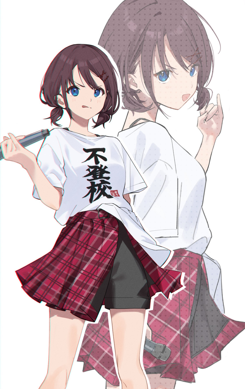 1girl, absurdres, black_shorts, blush, closed_mouth, commentary, girls_band_cry, hashtag-only_commentary