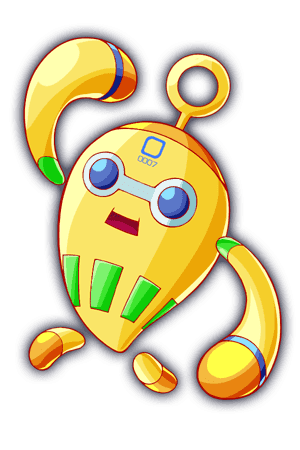 arm_over_head, arm_up, blue_eyes, cel_shading, crash_fever, electropod, floating_arms, floating_feet