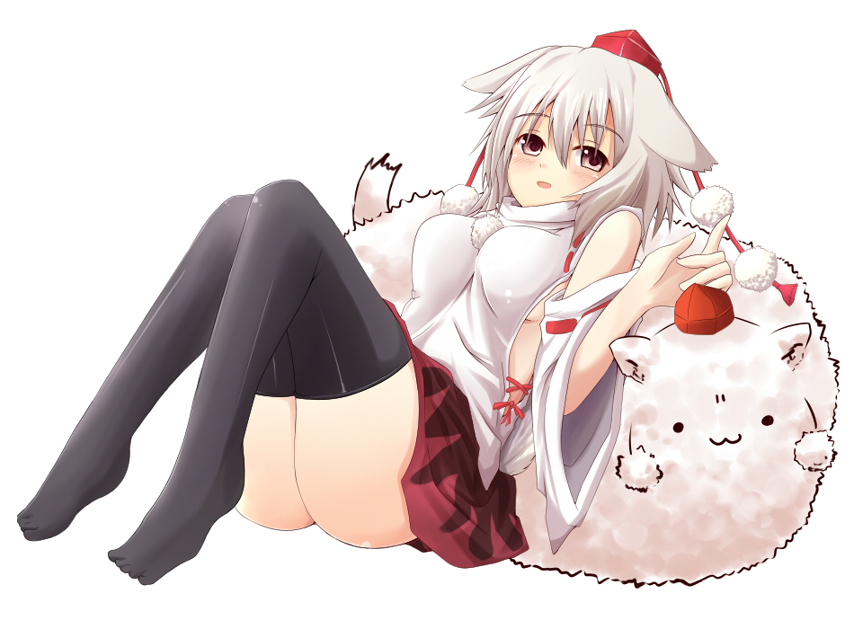 :3, animal_ears, ass, breasts, detached_sleeves, efe, face, hat