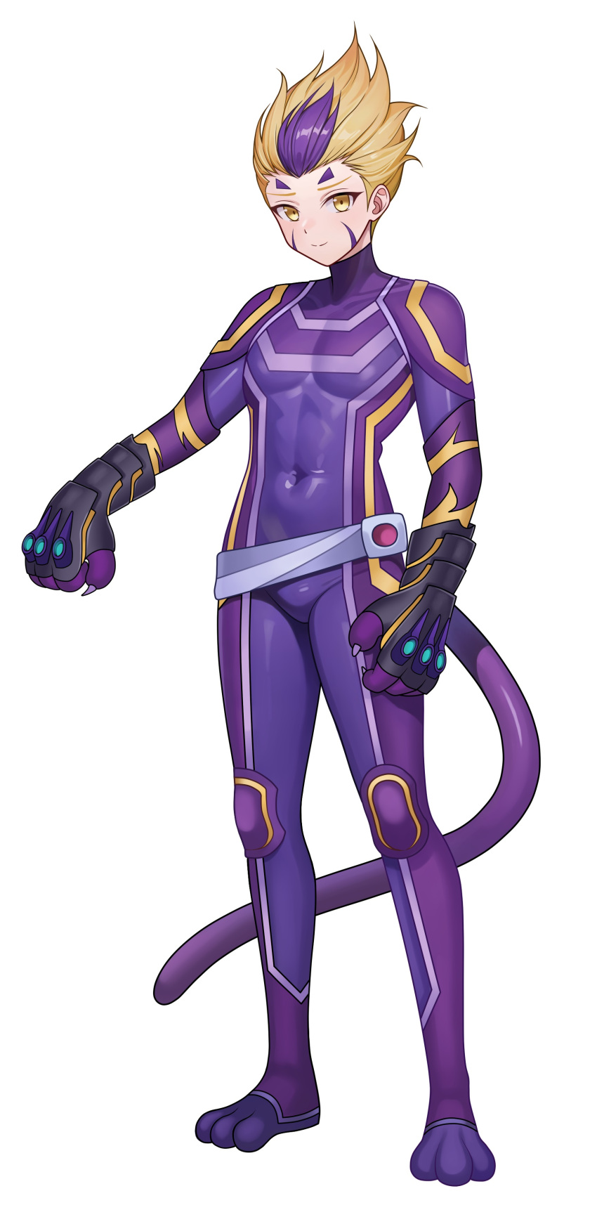 1boy, absurdres, animal_ears, animification, blonde_hair, bodysuit, bulge, cat_ears