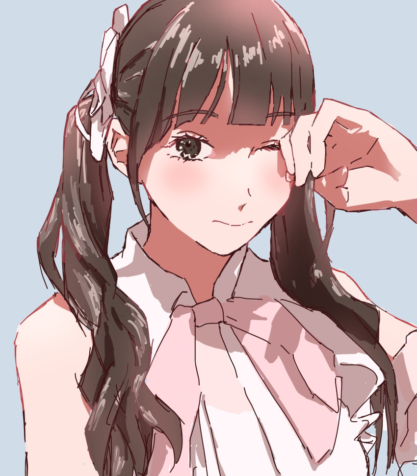 1girl, 3:, animification, black_eyes, black_hair, closed_mouth, clothing_cutout, commentary