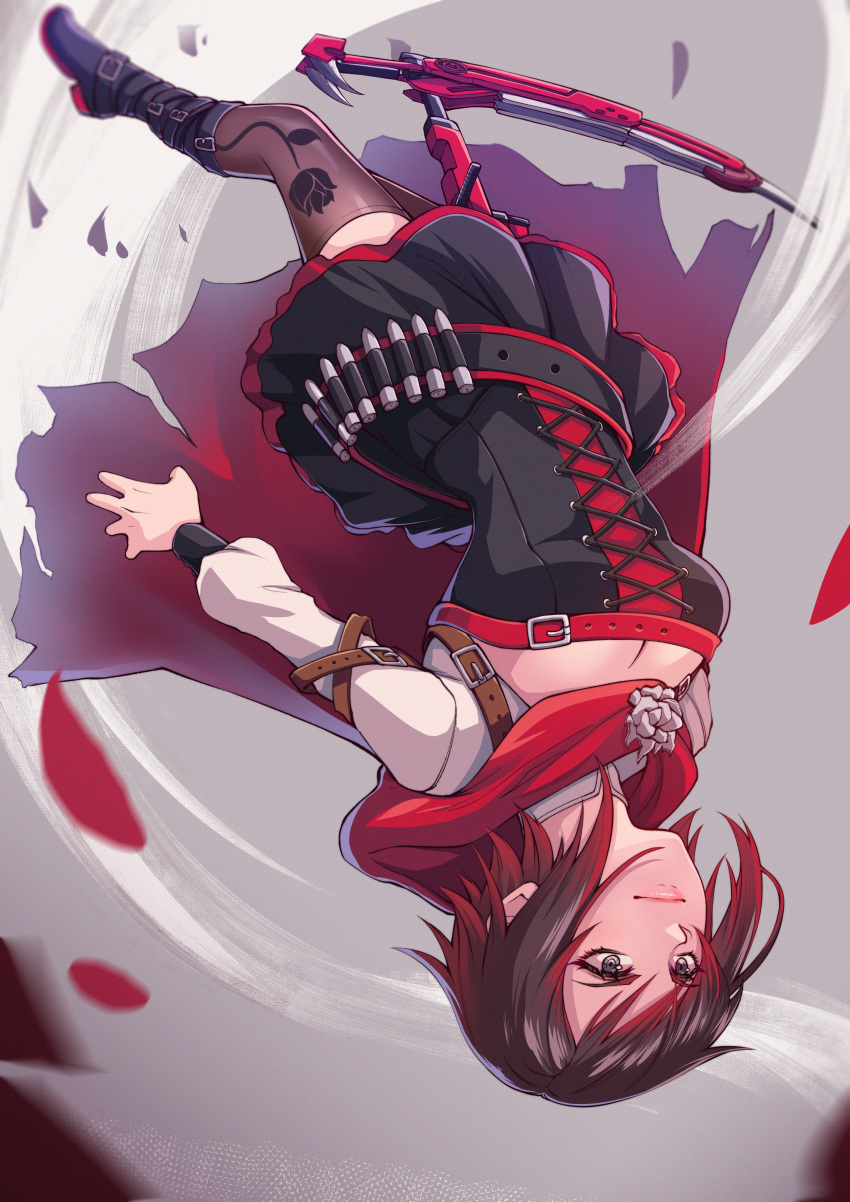 absurdres, black_skirt, blueriest, boots, cape, commission, commissioner_upload, fallen_down