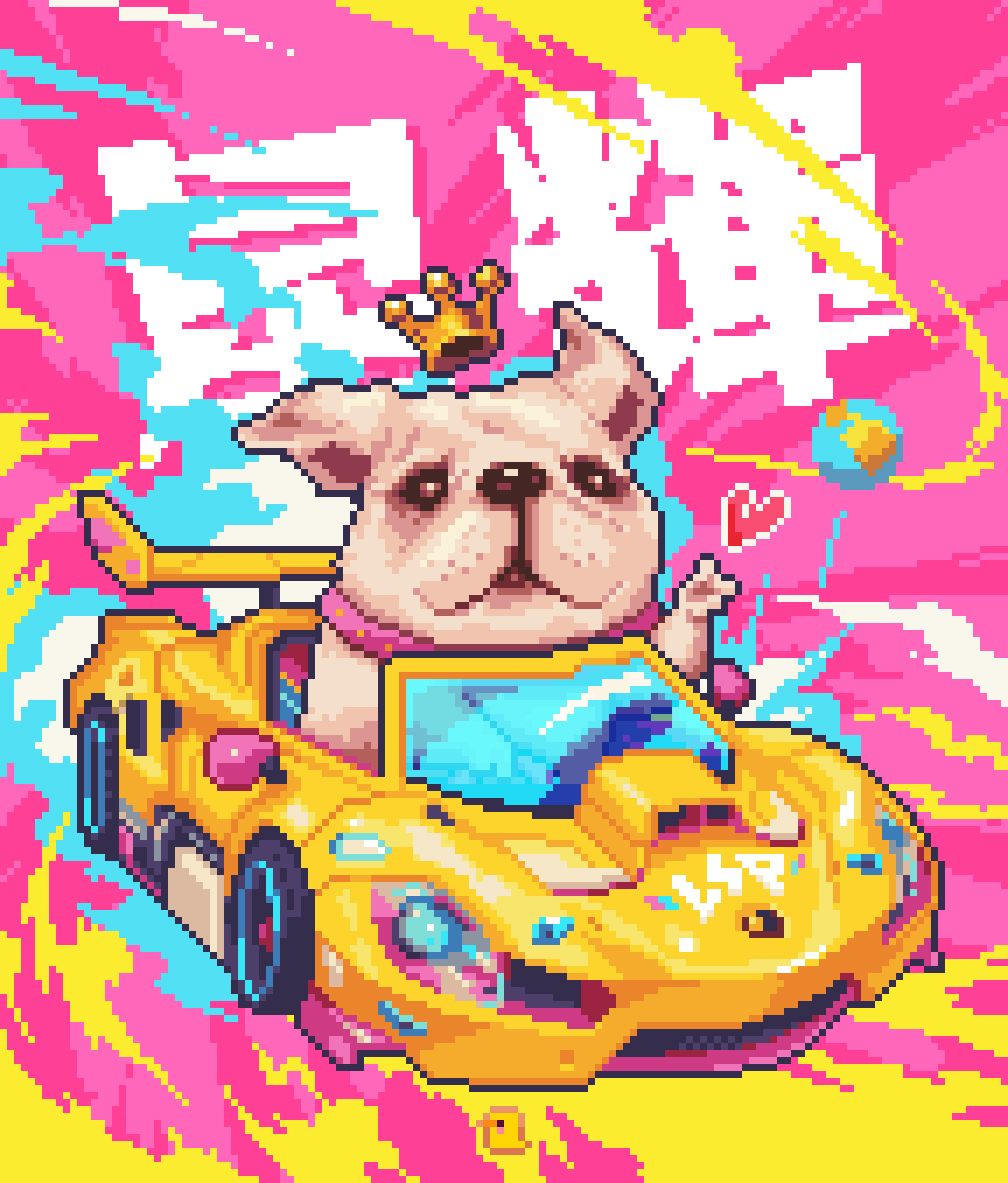 animal, artist_logo, car, colorful, crown, dog, dog_request, driving