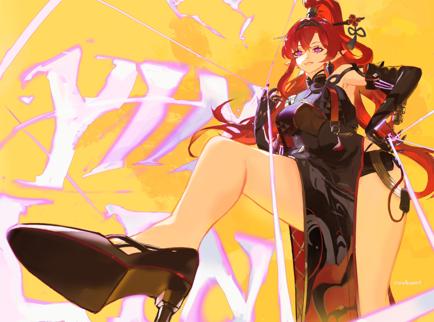 1girl, absurdres, armpits, bare_legs, black_footwear, black_gloves, breasts, chinese_clothes