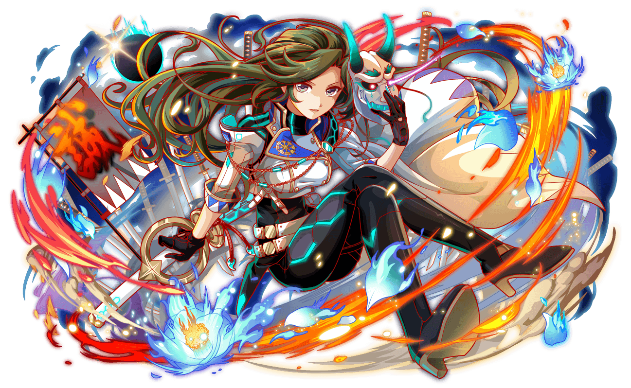 1girl, belt, black_collar, black_footwear, black_gloves, black_pants, blue_fire, blue_outline