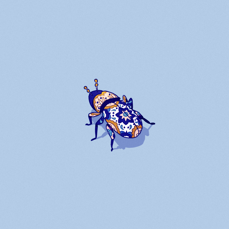 1other, animal, animal_focus, antennae, beetle, blue_background, blue_skin, blue_theme