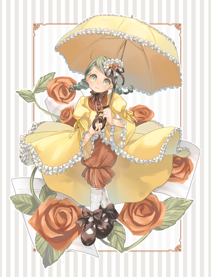 1girl, 58_(scbaby), ahoge, brown_footwear, brown_ribbon, closed_mouth, coat, commentary_request