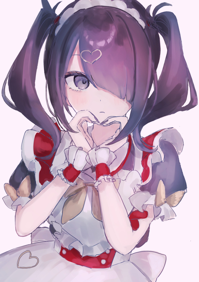1girl, absurdres, ame-chan_(needy_girl_overdose), apron, black_dress, black_eyes, black_hair, black_nails