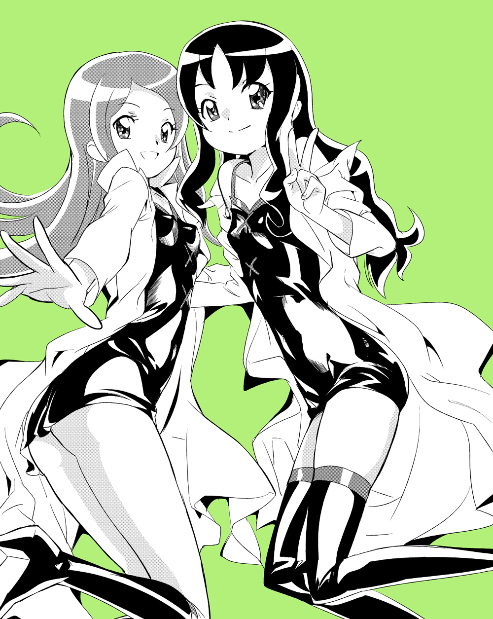 cure_blossom_mirage, cure_marine_mirage, hanasaki_tsubomi, heartcatch_precure!, highres, kurumi_erika, long_hair, magical_girl