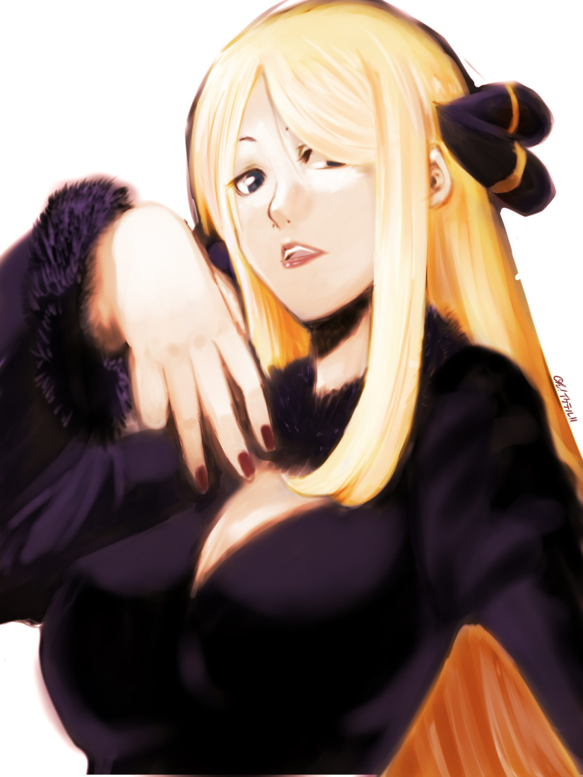 blue_eyes, grey_eyes, hair_over_one_eye, highres, lips, long_hair, middle_w, nail_polish
