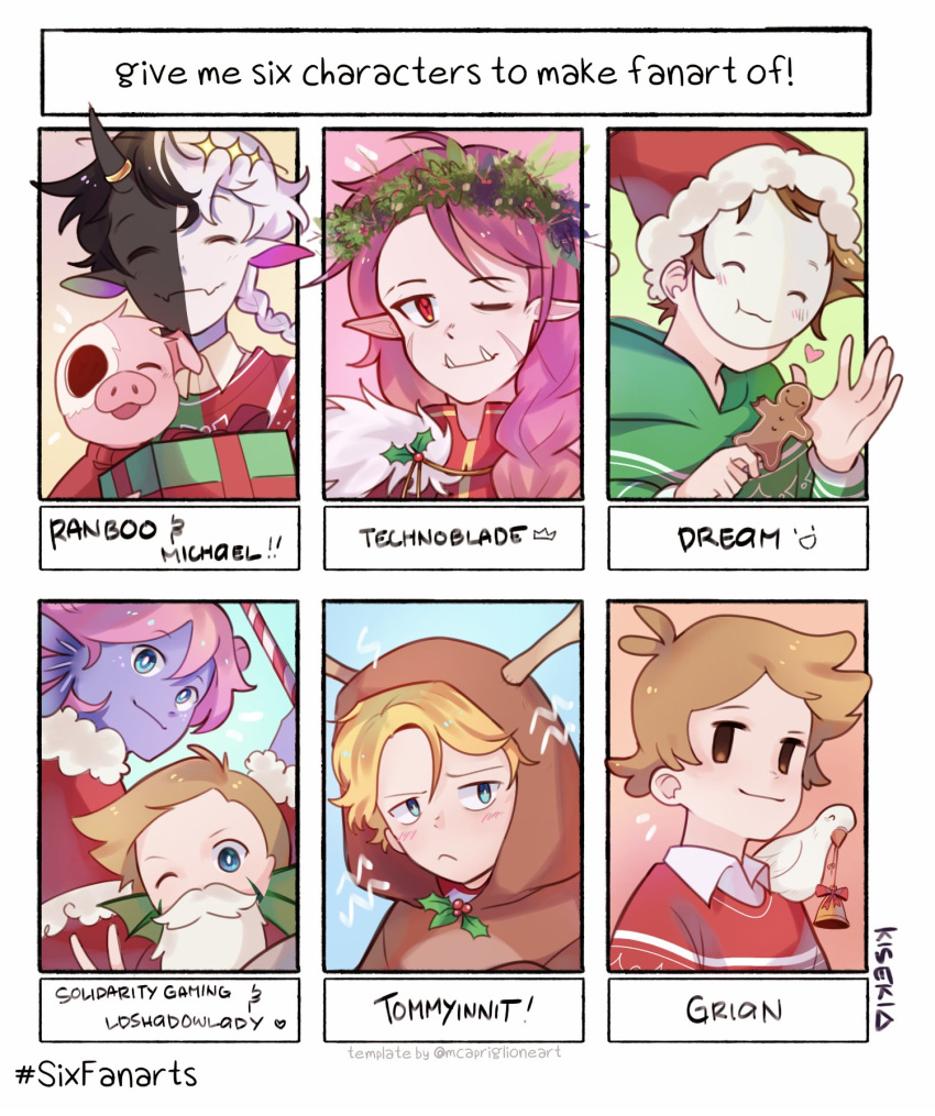 1girl, 1other, 6+boys, androgynous, animal_costume, axolotl_girl, bird, brother_and_sister