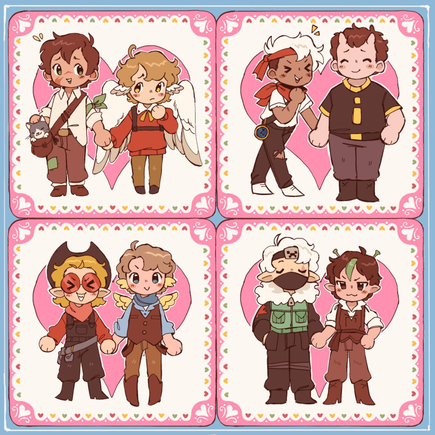 6+boys, antennae, bdoubleo100, bird_boy, bird_wings, blonde_hair, blush, brown_hair