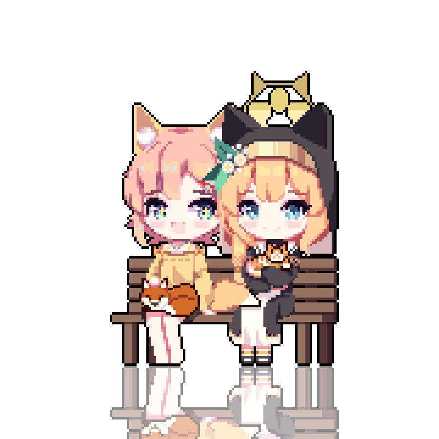 2girls, animal, animal_ear_fluff, animal_ear_headwear, animal_ears, animated, animated_gif, blinking