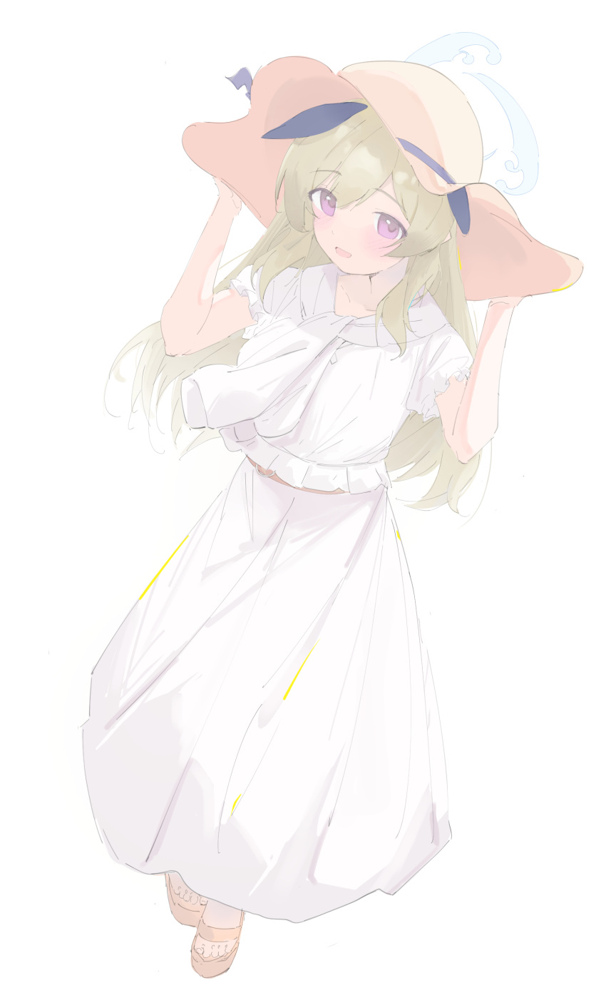 1girl, absurdres, animal_ears, blue_archive, blue_halo, cygnet_(5817cygnet), dress, frilled_sleeves