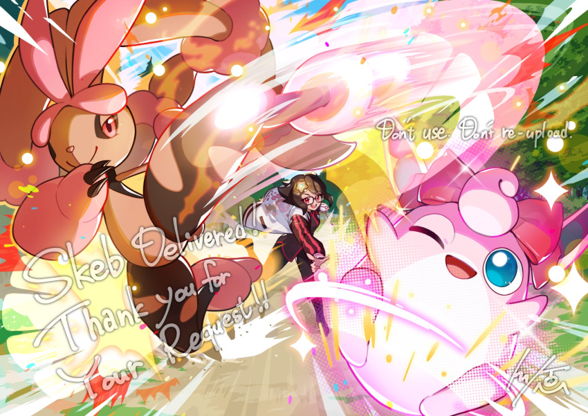 2girls, alternate_color, animal_ears, animal_hands, animal_nose, arm_up, artist_name, black_jacket