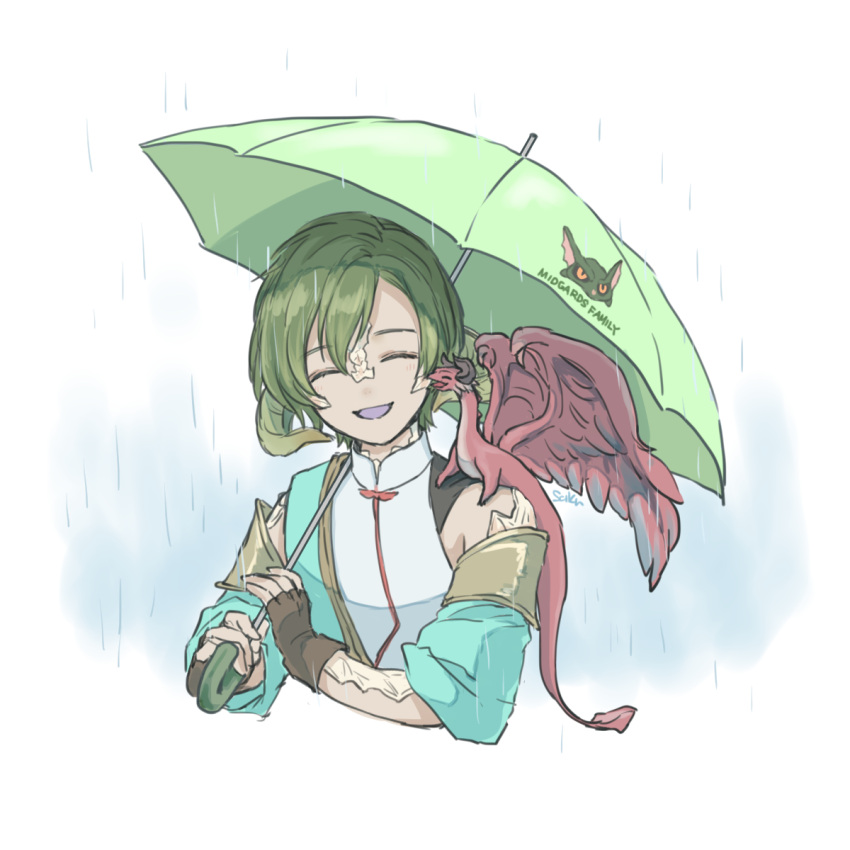 1boy, ^_^, affectionate, au_ra, azdaja_(ff14), brother_and_sister, brown_gloves, character_print