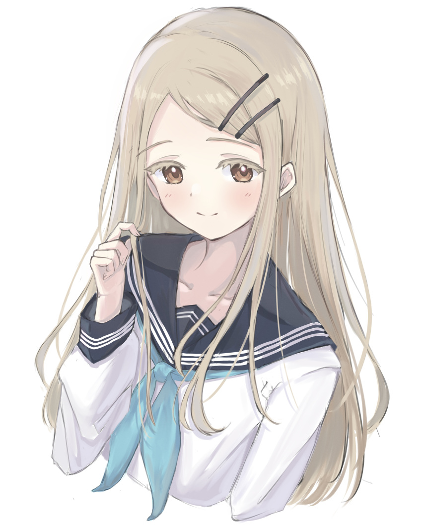 1girl, absurdres, aqua_neckerchief, blush, collarbone, commentary_request, gakuen_idolmaster, highres