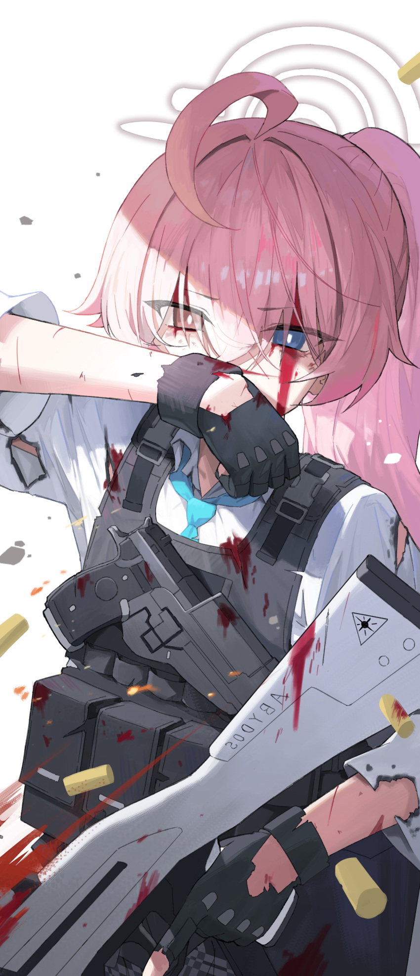 1-5iro, 1girl, absurdres, ahoge, beretta_1301, beretta_92, black_gloves, black_vest