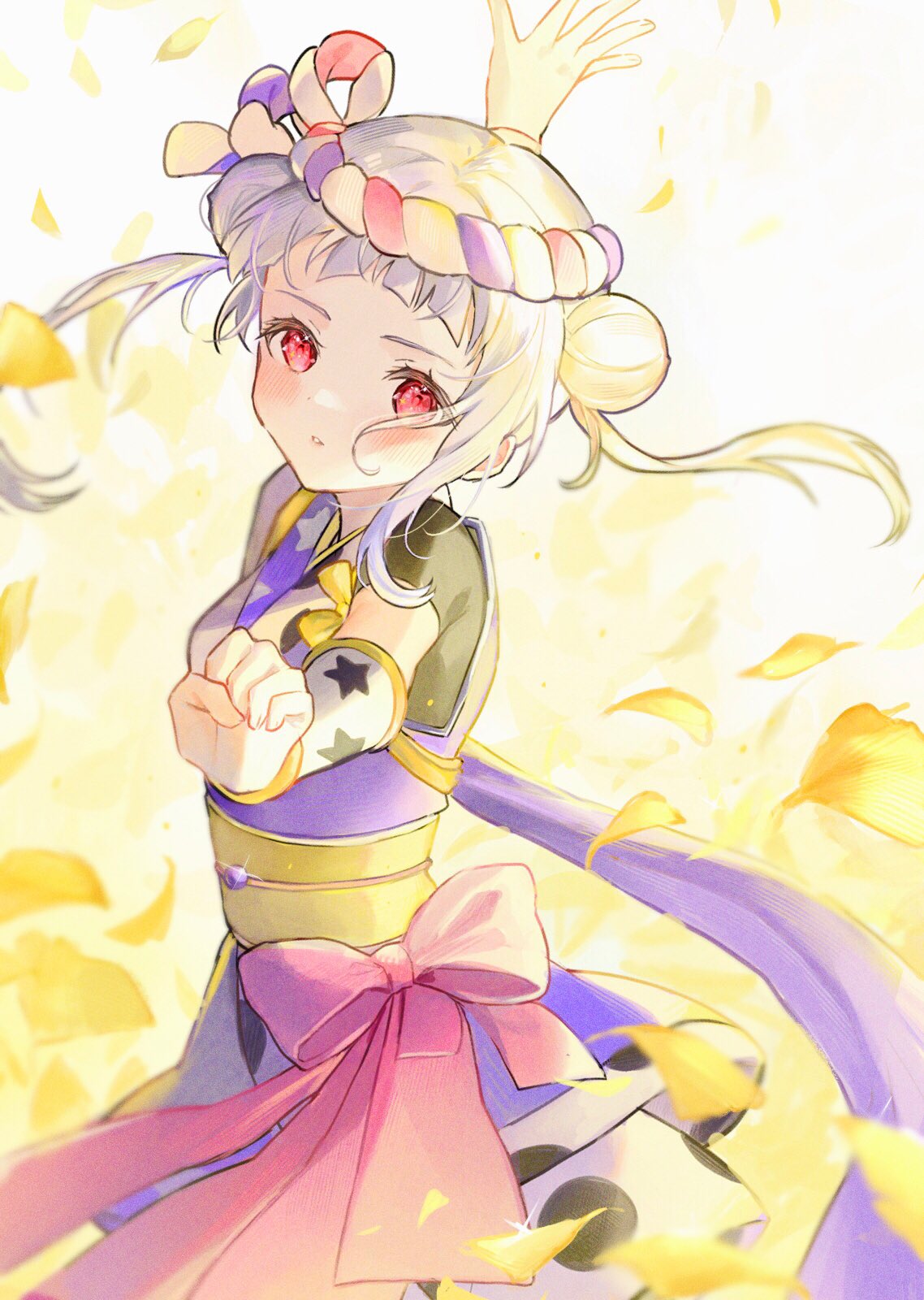 1girl, arashi_chisato, arm_up, ban_(one_ban7241), blunt_bangs, blush, chance_day_chance_way!, clenched_hand