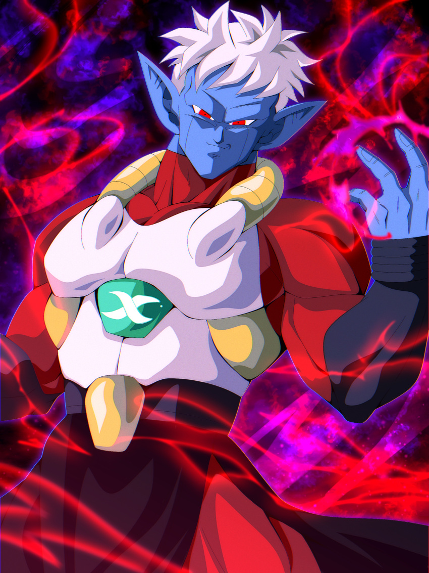1boy, absurdres, armor, blue_skin, colored_skin, commentary_request, demon, dragon_ball