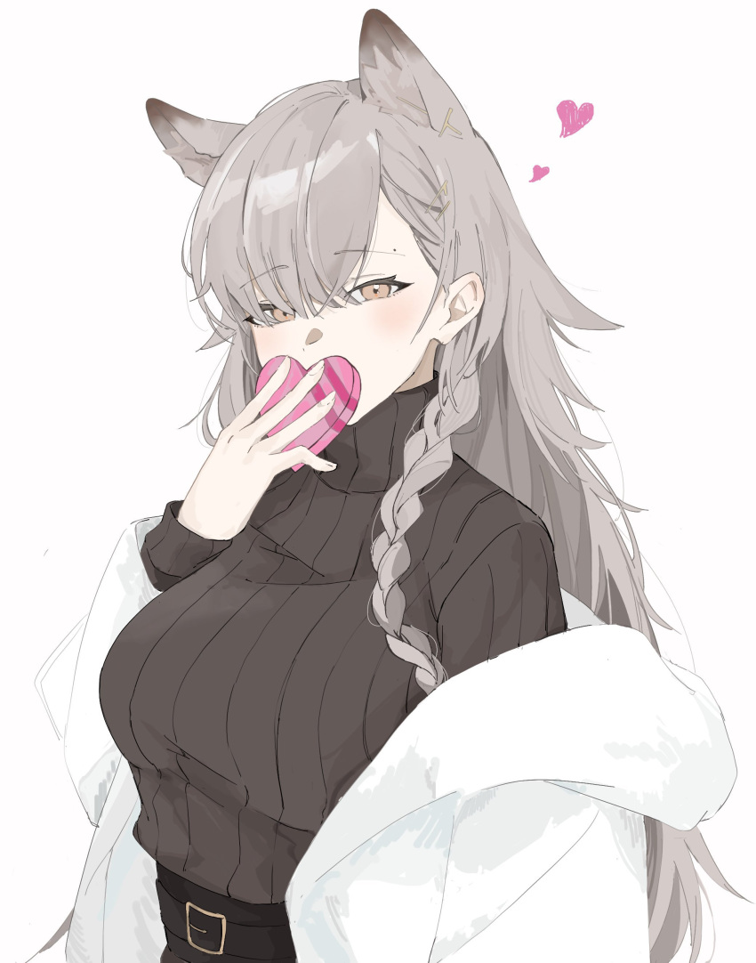 1girl, absurdres, adesu_(gekkahyouzin), animal_ears, arknights, box, chocolate, extra_ears