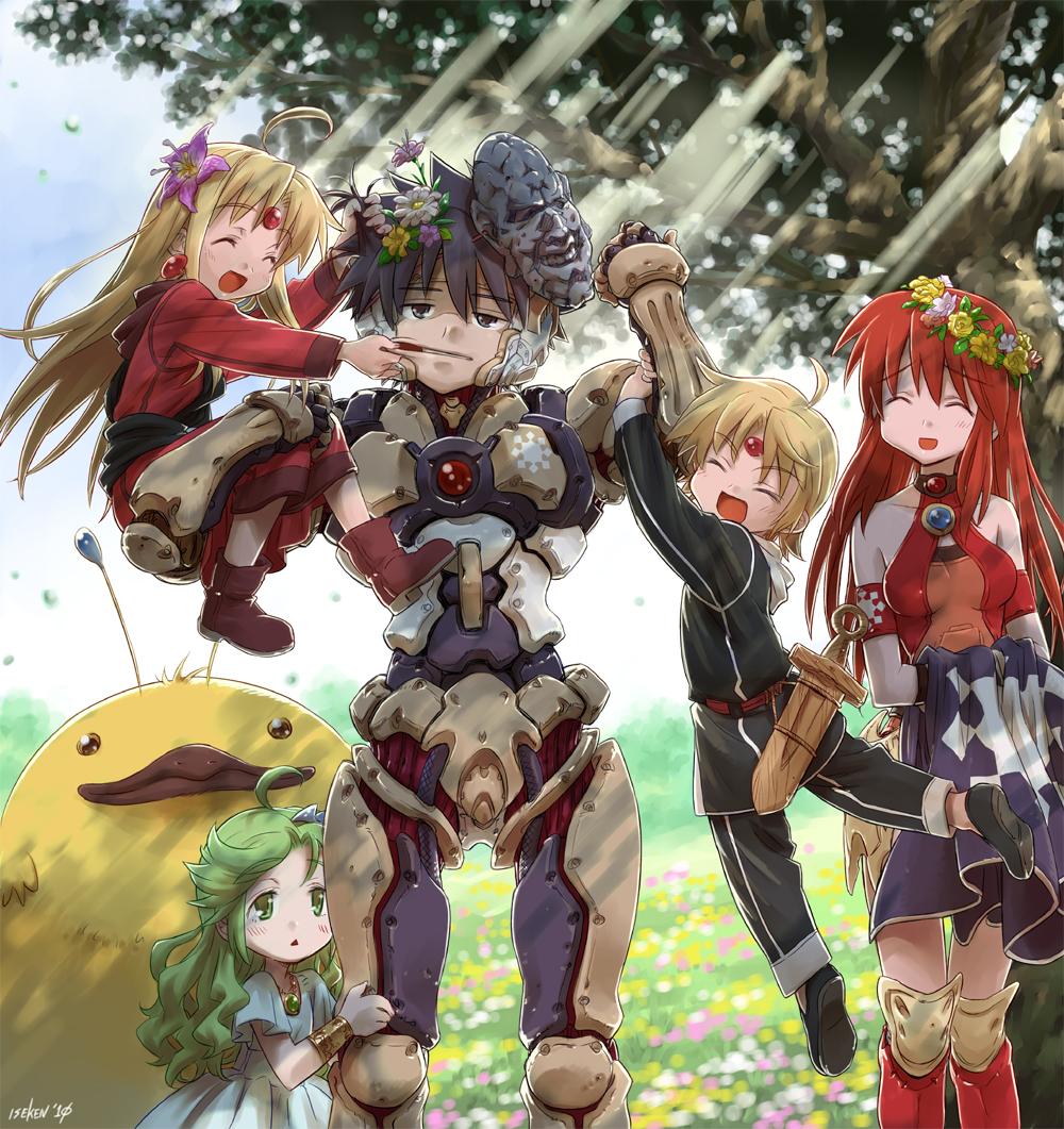 bare_shoulders, closed_eyes, cyborg, flower, fuin_(phantasy_star), gwen_(phantasy_star), hair_flower, hair_ornament