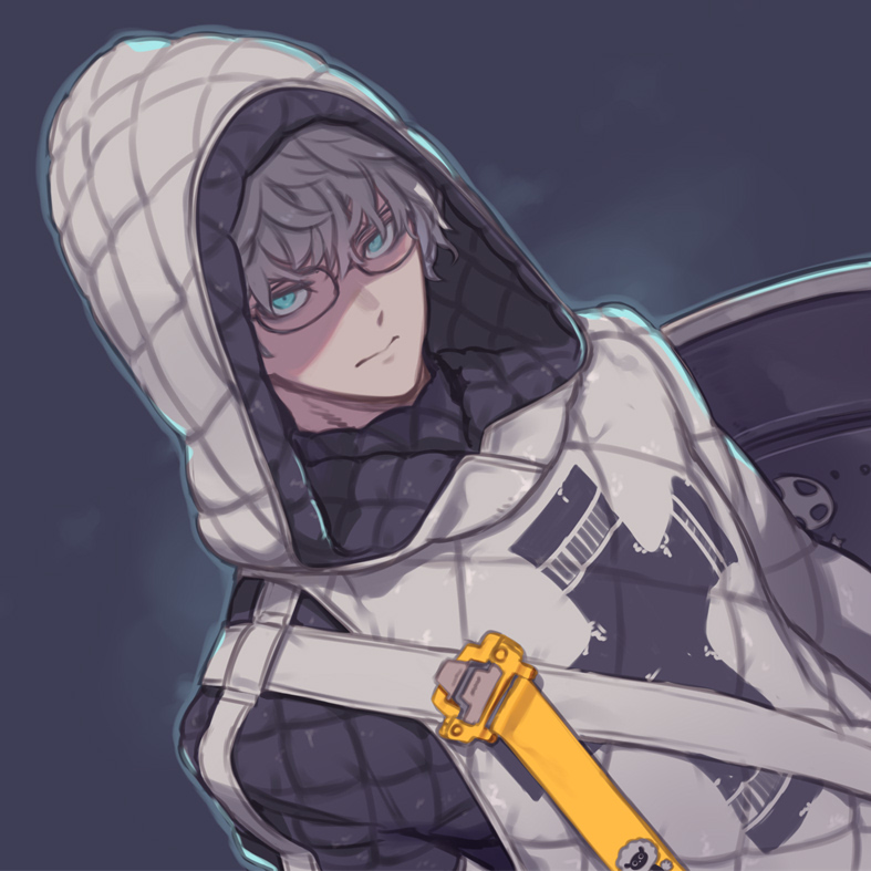 1boy, barcode, black-framed_eyewear, blue_eyes, coat, cross, fate/grand_order, fate/grand_order_arcade