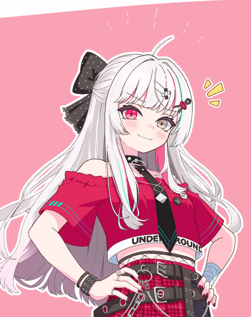 1girl, ahoge, bandaged_arm, bandages, bare_shoulders, blush, bow, bracelet