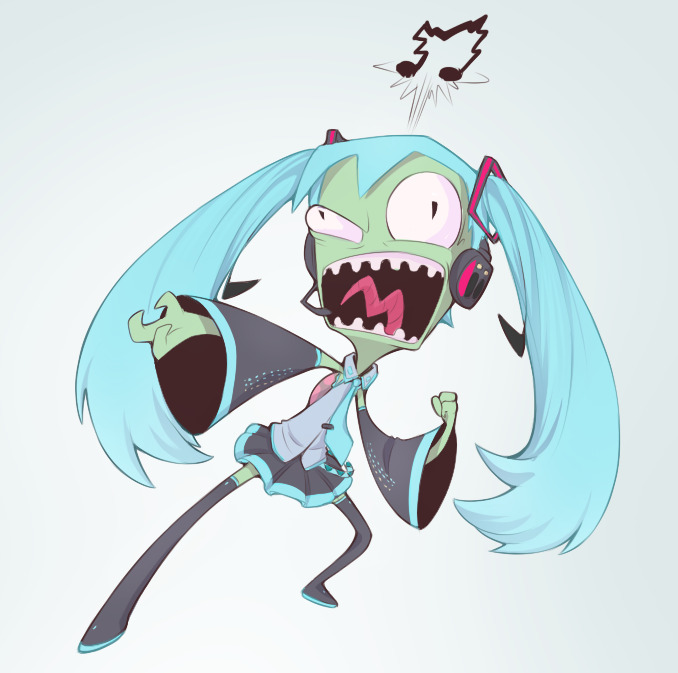 1boy, alien_(series), artist_request, colored_skin, cosplay, crossdressing, detached_sleeves, green_skin