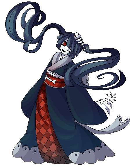 1girl, anime_coloring, argyle_clothes, argyle_kimono, back_bow, bandage_over_one_eye, black_hair, black_kimono