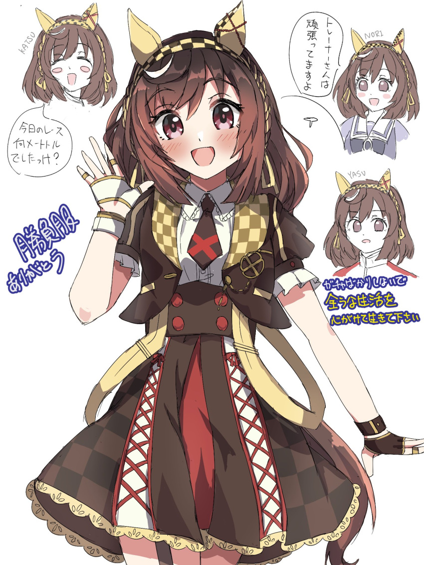 1girl, animal_ears, blush, breasts, brown_eyes, brown_hair, buena_vista_(umamusume), collarbone