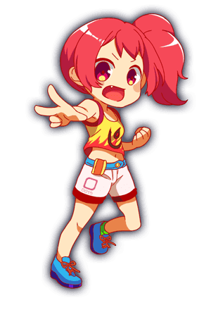 akane_(cash_fever), bare_arms, bare_legs, bare_shoulders, blue_footwear, blush_stickers, cel_shading, chibi