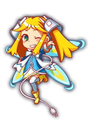 ankle_boots, aqua_wings, arm_up, blonde_hair, blue_coat, blue_eyes, blush_stickers, boots