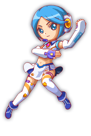 aqua_hair, blue_collar, blue_eyes, blue_footwear, cel_shading, chibi, clenched_hand, collar, collared_shirt, crash_fever, crop_top, diagonal-striped_clothes, diagonal-striped_thighhighs, dot_nose, elbow_gloves, full_body, game_cg, gloves, headset, jewelry, leg_up, light_smile, lowres, microphone, midriff, navel, numbered, official_art, outline, pendant, pleated_skirt, red_outline, rim_(crash_fever), saturated, shirt, short_hair, sidelocks, simple_background, single_diagonal_stripe, skirt, sleeveless, sleeveless_shirt, solo, square, square_print, striped_clothes, tachi-e, text_print, thigh-highs, transparent_background, two-sided_fabric, two-sided_skirt, two-tone_thighhighs, white_gloves, white_shirt, white_thighhighs, yellow_stripes