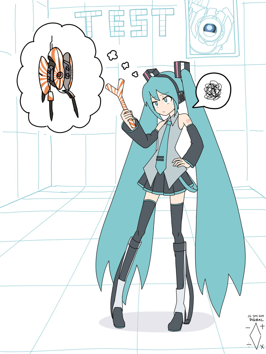 1girl, :/, absurdres, aqua_eyes, aqua_hair, aqua_necktie, artist_logo, artist_name
