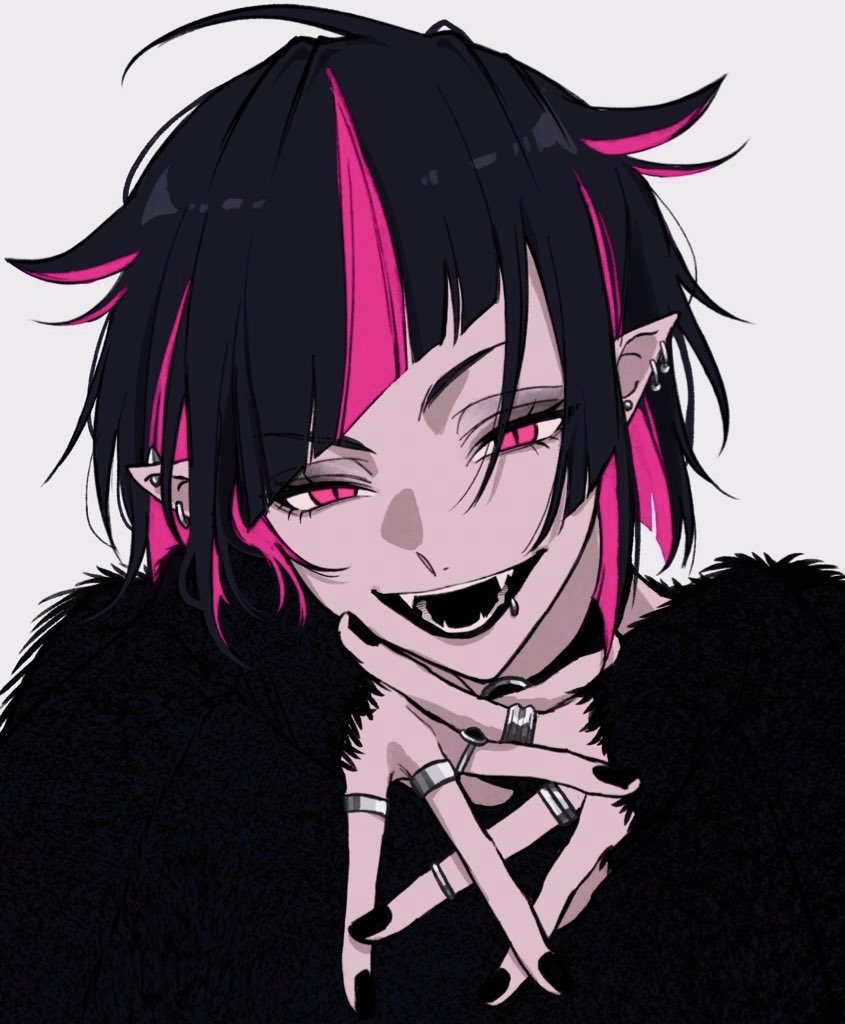 1boy, ahoge, black_coat, black_eyeshadow, black_hair, black_nails, coat, commentary_request