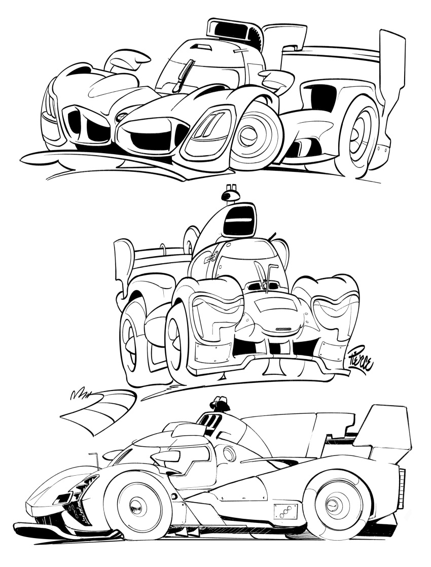absurdres, artist_name, bmw, bmw_m_hybrid_v8, cadillac, car, chibi, circuit_de_la_sarthe