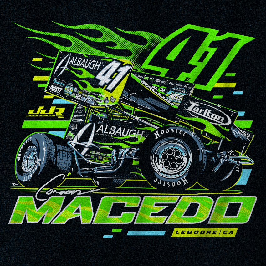 1boy, black_background, black_theme, car, carson_macedo, flame_print, glint, grey_helmet, helmet, highres, hoosier, motor_vehicle, official_art, race_vehicle, racecar, real_life, ryan_williams, sponsor, vehicle_focus, world_of_outlaws
