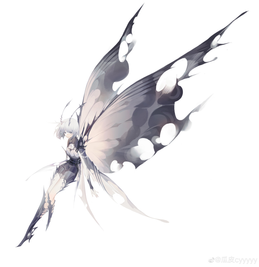 1girl, absurdres, antennae, arthropod_girl, artist_name, black_gauntlets, black_shorts, boots