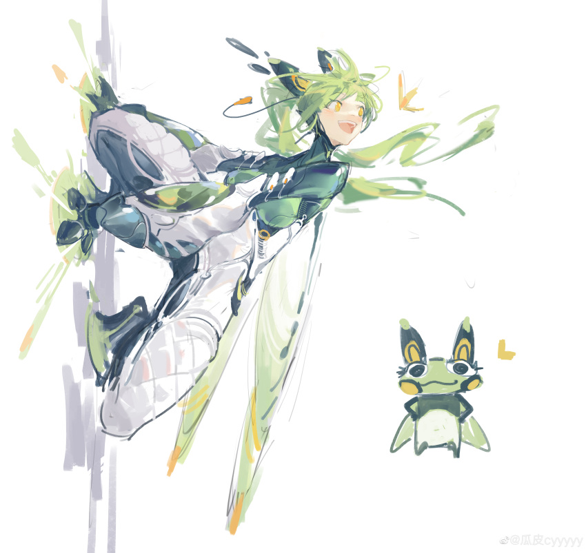 1girl, absurdres, artist_name, bodysuit, breasts, bug, butterfly, chinese_commentary