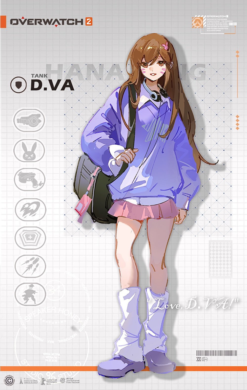 1girl, alternate_costume, arm_at_side, bag, bag_charm, black_bag, brown_eyes, brown_hair